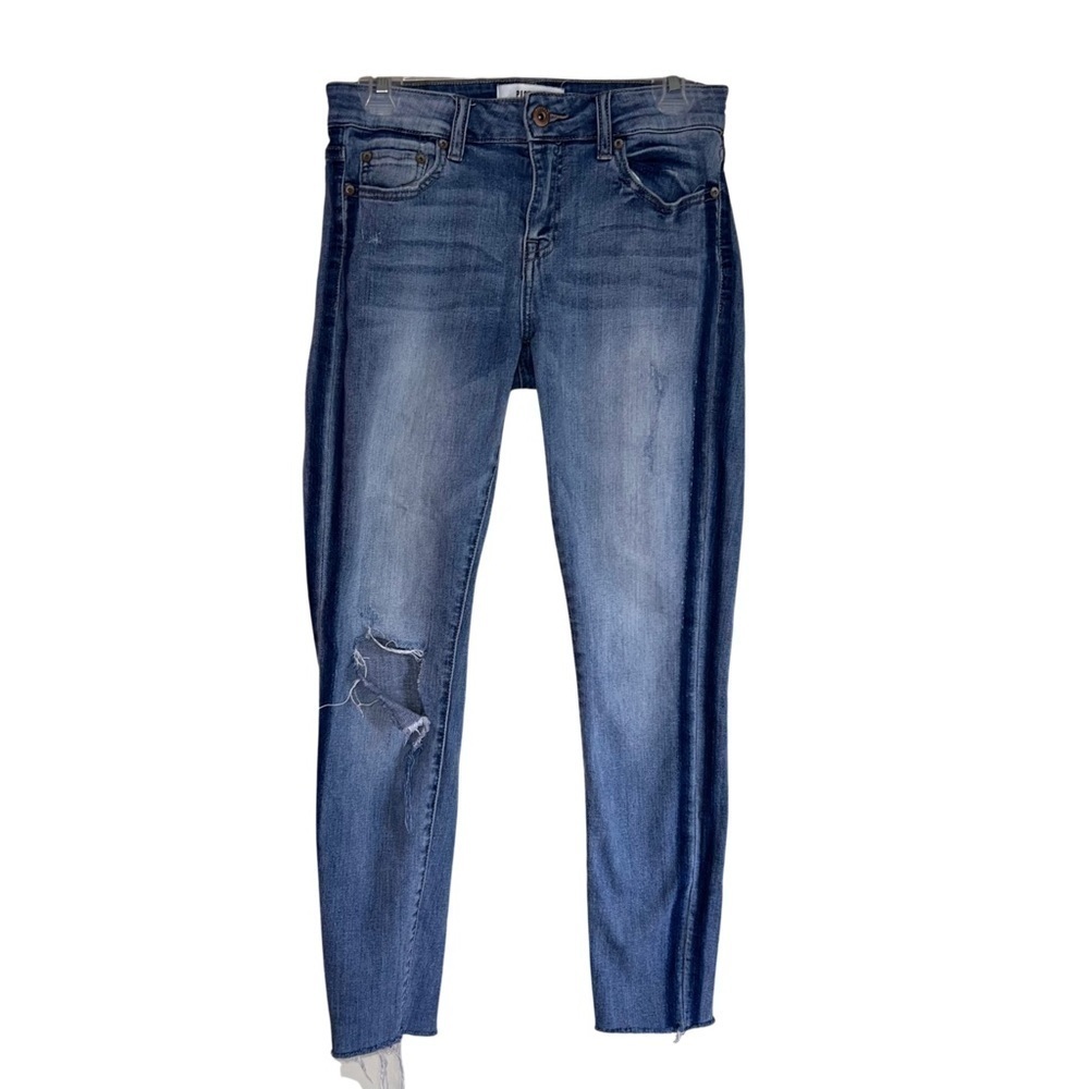Pistola Women’s Medium Wash Side Striped Ripped Distressed Skinny Jeans Size 27